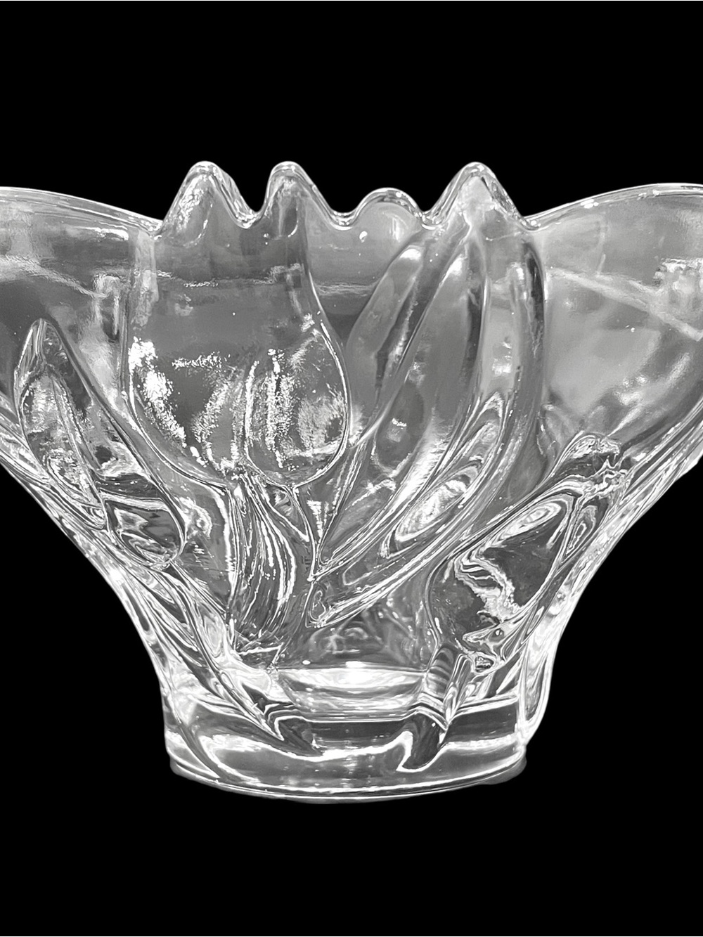 Vintage 1970s Mikasa Germany "Spring Debut" Clear Tulips Crystal Serving Bowl - Picture 3 of 8
